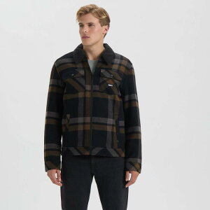 �n�[���[ �����Y �A�E�^�[ �W���P�b�g�E�u���]�� Men's Hurley Sherpa Lined Plaid Flannel Shacket Black Brown �u���b�N