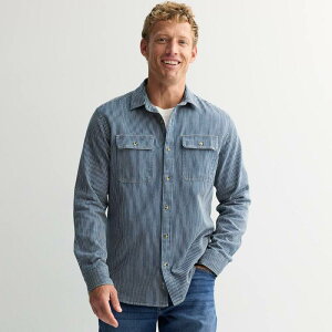 �\�m�} �����Y �g�b�v�X T�V���c �f�j�� Men'sonoma Goods For Life 2-Pocket Denim Utility Shirt Railroad Stripe Denim �f�j��