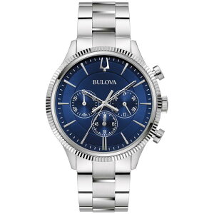 yz uo Y rv ANZT[ Bulova Men's Stainless Steel Blue Chronograph Dial Bracelet Watch - 96A324 Blue