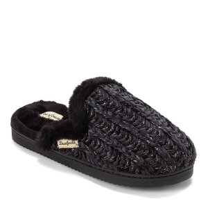 �f�B�A�t�H�[���Y ���f�B�[�X �V���[�Y �T���_�� Dearfoams Paris Women's Chenille Shaped Tab Scuff Slippers Black �u���b�N