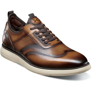 XeCV[A_X Y V[Y IbNXtH[h EBO`bv Xj[J[ [X Stacy Adams Edgewood Men's Wingtip Elastic Lace-Up Sneakers Cognac