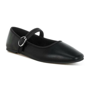 �����h�����O ���f�B�[�X �V���[�Y �T���_�� �f�j�� London Rag Iker Women's Denim Pin Buckle Ballet Flats Black �u���b�N