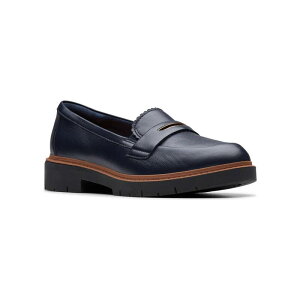 yz N[NX fB[X Xb|E[t@[ V[Y Clarks Westlynn Glow Women's Leather Lug Sole Loafers Navy Leather