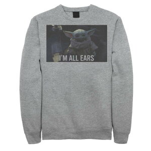 yz AjLN^[ Y TVc gbvX Men's Star Wars The Mandalorian The Child I'm All Ears Portrait Sweatshirt Athletic Heather