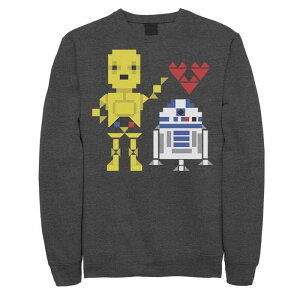 【送料無料】 アニメキャラクター メンズ Tシャツ トップス Men's Star Wars C-3PO R2-D2 Droid Love Valentine's Sweatshirt Charcoal Heather