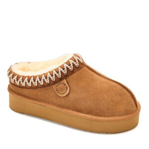 yz fBAtH[Y fB[X T_ V[Y Dearfoams Queenstown Women's Suede Genuine Shearling Slip-On Clogs Chestnut