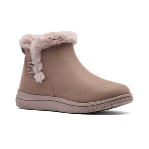 yz N[NX fB[X u[cECu[c V[Y Clarks Cloudsteppers Breeze Faux Fur Women's Slip-On Ankle Boots Mauve Textile