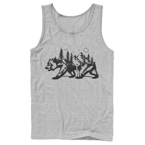 yz AjLN^[ Y TVc gbvX Men's Fifth Sun Camping Bear Silhouette Tank Top Athletic Heather