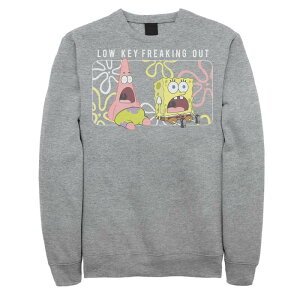 yz AjLN^[ Y TVc gbvX Men's Spongebob Patrick Low Key Freaking Out Sweatshirt Athletic Heather