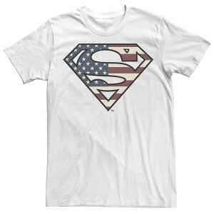 yz AjLN^[ Y TVc gbvX Men's DC Comics Superman Vintage Flag Logo Vintage Tee White