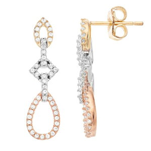 Aufbh fB[X ANZT[ sAXECO Unbranded Tri-Tone Sterling Silver Lab-Created White Sapphire Stud Earrings Tri Tone zCg