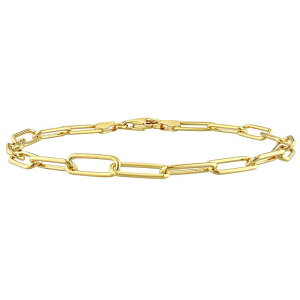 yz Xe O[X Y uXbgEoOEANbg ANZT[ Stella Grace Men's 18k Gold Plated Silver Paper Clip Link Chain Bracelet Gold Tone