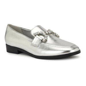 yz iCEFXg fB[X Xb|E[t@[ V[Y Nine West Lilpa Almond Toe Women's Slip-On Dress Flat Loafers Silver