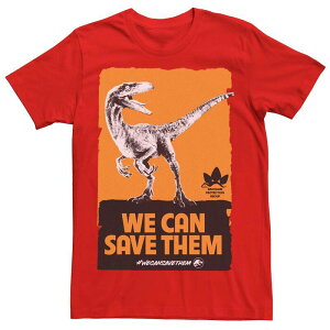 yz AjLN^[ Y TVc gbvX Men's Jurassic World We Can Save Them Poster Tee Red