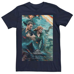 yz AjLN^[ Y TVc gbvX Men's Jurassic World Two Owen Claire Movie Poster Tee Navy