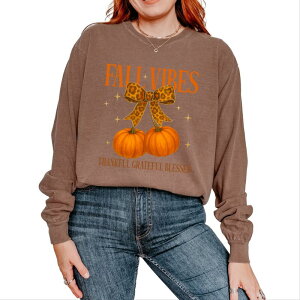 Simply Sage Market ���f�B�[�X �g�b�v�X T�V���c �O���t�B�b�N Simply Sage Market Coquette Thankful Grateful Blessed - Women's Garment Dyed Long Sleeve Graphic T-Shirt Espresso
