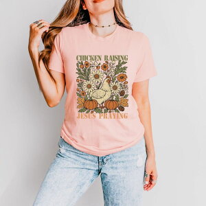 Simply Sage Market ���f�B�[�X �g�b�v�X T�V���c �O���t�B�b�N Simply Sage Market Chicken Raising Jesus Praying - Women'short Sleeve Graphic T-Shirt Blush �u���b�V��