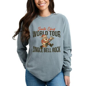 Simply Sage Market ���f�B�[�X �g�b�v�X T�V���c Simply Sage Market Jingle Bell Rock World Tour - Womens Garment Dyed Long Sleeve Grey �O���[