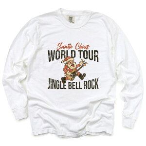 Simply Sage Market ���f�B�[�X �g�b�v�X T�V���c Simply Sage Market Jingle Bell Rock World Tour - Womens Garment Dyed Long Sleeve White �z���C�g