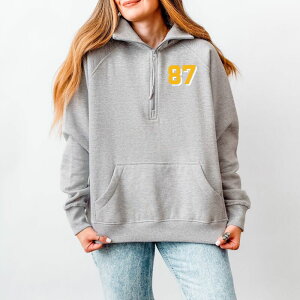 Simply Sage Market ���f�B�[�X �g�b�v�X T�V���c �n�[�t�W�b�v �t���[�X Simply Sage Marketaylor's Fianc Number 87 Front And Back - Womens Quarter Zip Fleece Heather Grey �O���[