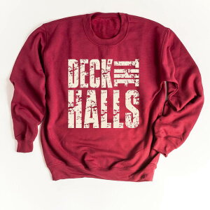 Simply Sage Market ���f�B�[�X �g�b�v�X T�V���c �X�E�F�b�g �O���t�B�b�N Simply Sage Market Deck the Halls Block Distressed - Women's Graphic Sweatshirt Cardinal