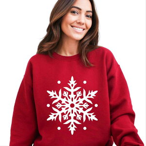 Simply Sage Market ���f�B�[�X �g�b�v�X T�V���c �X�E�F�b�g �O���t�B�b�N Simply Sage Market White Snowflake - Women's Graphic Sweatshirt Cardinal �z���C�g