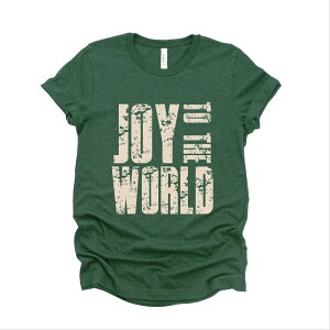 Simply Sage Market ���f�B�[�X �g�b�v�X T�V���c �O���t�B�b�N Simply Sage Market Joy To The World Block Distressed - Women'short Sleeve Graphic T-Shirt Forest �t�H���X�g