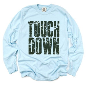 Simply Sage Market ���f�B�[�X �g�b�v�X T�V���c �_�E�� �O���t�B�b�N Simply Sage Marketouch Down Block Distressed - Women's Garment Dyed Long Sleeve Graphic T-Shirt Chambray