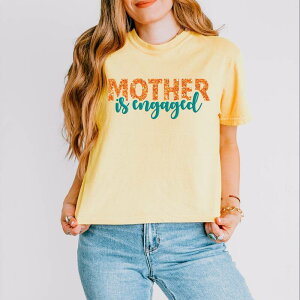 Simply Sage Market ���f�B�[�X �g�b�v�X T�V���c Simply Sage Market Mother Is Engaged Puff/Glitter - Women's Boxy Crop Top Butter