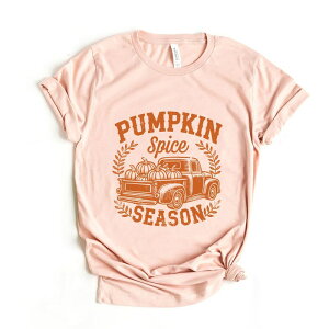Simply Sage Market ���f�B�[�X �g�b�v�X T�V���c �O���t�B�b�N Simply Sage Market Pumpkin Spice Season Truck Distressed - Women'short Sleeve Graphic T-Shirt Blush �u���b�V��