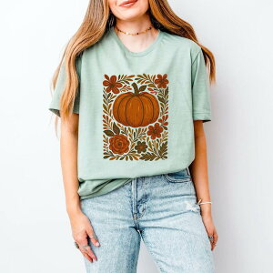 Simply Sage Market ���f�B�[�X �g�b�v�X T�V���c �t�����[�� �t�����[ Simply Sage Market Pumpkin Boho Floral - Short Sleeve Tee Sage �Z�[�W