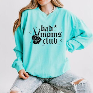Simply Sage Market ���f�B�[�X �g�b�v�X T�V���c �X�E�F�b�g Simply Sage Market Bad Moms Club Skeleton - Women's Lightweight Garment Dyed Sweatshirt Chalky Mint �~���g
