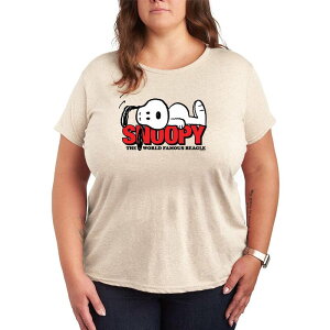 �A�j���L�����N�^�[ ���f�B�[�X �g�b�v�X T�V���c �v���X�T�C�Y �O���t�B�b�N Licensed Character Plusize Peanutsnoopy The World Famous Beagle Graphic Tee Beige �x�[�W��