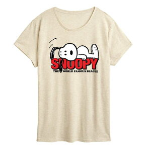 yz AjLN^[ fB[X TVc gbvX Women's Peanuts Snoopy The World Famous Beagle Graphic Tee Beige