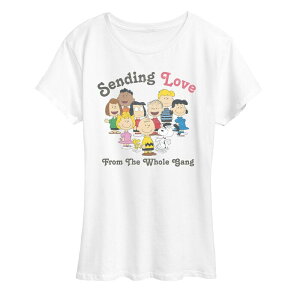 yz AjLN^[ fB[X TVc gbvX Women's Peanuts Sending Love From The Whole Gang Graphic Tee White