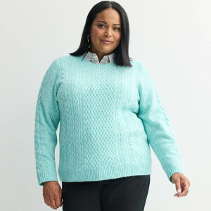 �N���t�g���o���[ ���f�B�[�X �A�E�^�[ �j�b�g�E�Z�[�^�[ �v���X�T�C�Y Plusize Croft & Barrow Raglan Sleeve Ringer Fairisle Sweater Crystal Heather �w�U�[