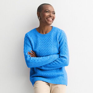 �N���t�g���o���[ ���f�B�[�X �A�E�^�[ �j�b�g�E�Z�[�^�[ �N���[�l�b�N Women's Croft & Barrow Crewnecknitted Sweater Paxton Stream