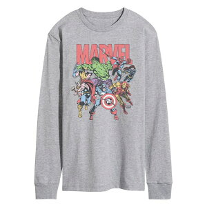 yz AjLN^[ Y TVc gbvX Men's Marvel Comic Vintage Long Sleeve Graphic Tee Athletic Heather