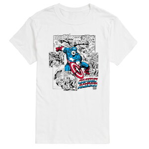 yz AjLN^[ Y TVc gbvX Men's Marvel Captain America Comic Panels Graphic Tee White