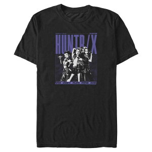�A�j���L�����N�^�[ �����Y �g�b�v�X T�V���c �g�[�� �O���t�B�b�N Licensed Character Big & Tall KPop Huntrix World Tour Poster Graphic Tee Black �u���b�N