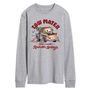 yz AjLN^[ Y TVc gbvX Men's Disney / Pixar's Cars Tow Mater Radiator Springs Long Sleeve Graphic Tee Athletic Heather