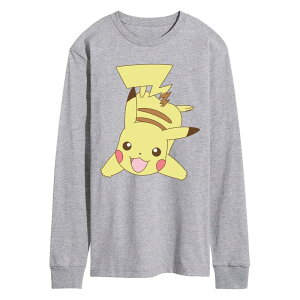 �A�j���L�����N�^�[ �����Y �g�b�v�X T�V���c �O���t�B�b�N Licensed Character Men's Pokmon Pikachu Oversized Long Sleeve Graphic Tee Athletic Heather �w�U�[