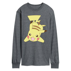 �A�j���L�����N�^�[ �����Y �g�b�v�X T�V���c �O���t�B�b�N Licensed Character Men's Pokmon Pikachu Oversized Long Sleeve Graphic Tee Heather Charcoal �`���R�[��