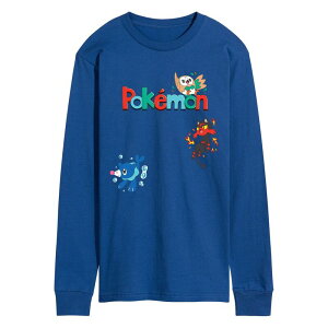 �A�j���L�����N�^�[ �����Y �g�b�v�X T�V���c �O���t�B�b�N Licensed Character Men's Pokmon Gen 7 Starters Long Sleeve Graphic Tee Royal Blue �u���[