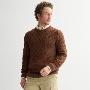 yz \m} Y jbgEZ[^[ AE^[ Men's Sonoma Goods For Life Cable Knit Crewneck Sweater Rust