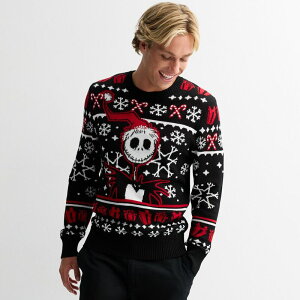 yz AjLN^[ Y jbgEZ[^[ AE^[ Disney's Nightmare Before Christmas Jack Skellington Men's "Jolly Jack" Holiday Sweater Black