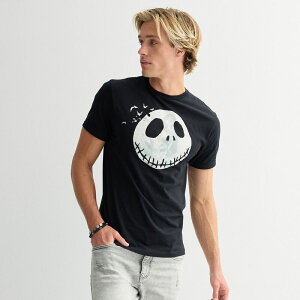 yz AjLN^[ Y TVc gbvX Disney's The Nightmare Before Christmas Men's Jack Skellington & Sally Graphic Tee Black