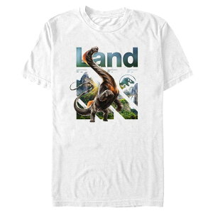yz AjLN^[ Y TVc gbvX Men's Jurassic World Rebirth Titanosaurus Land Graphic Tee White