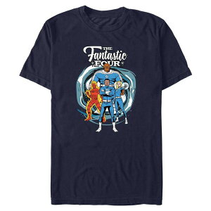 }[x Y gbvX TVc OtBbN Men's Marvel The Fantastic Four: Firsteps Retro Poster Graphic Tee Navy lCr[