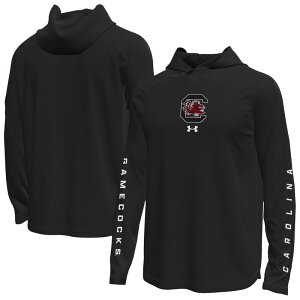 yz A_[A[}[ Y TVc gbvX Men's Under Armour Black South Carolina Gamecocks Tech Stretch Long-Sleeve Hooded T-Shirt Scr Black